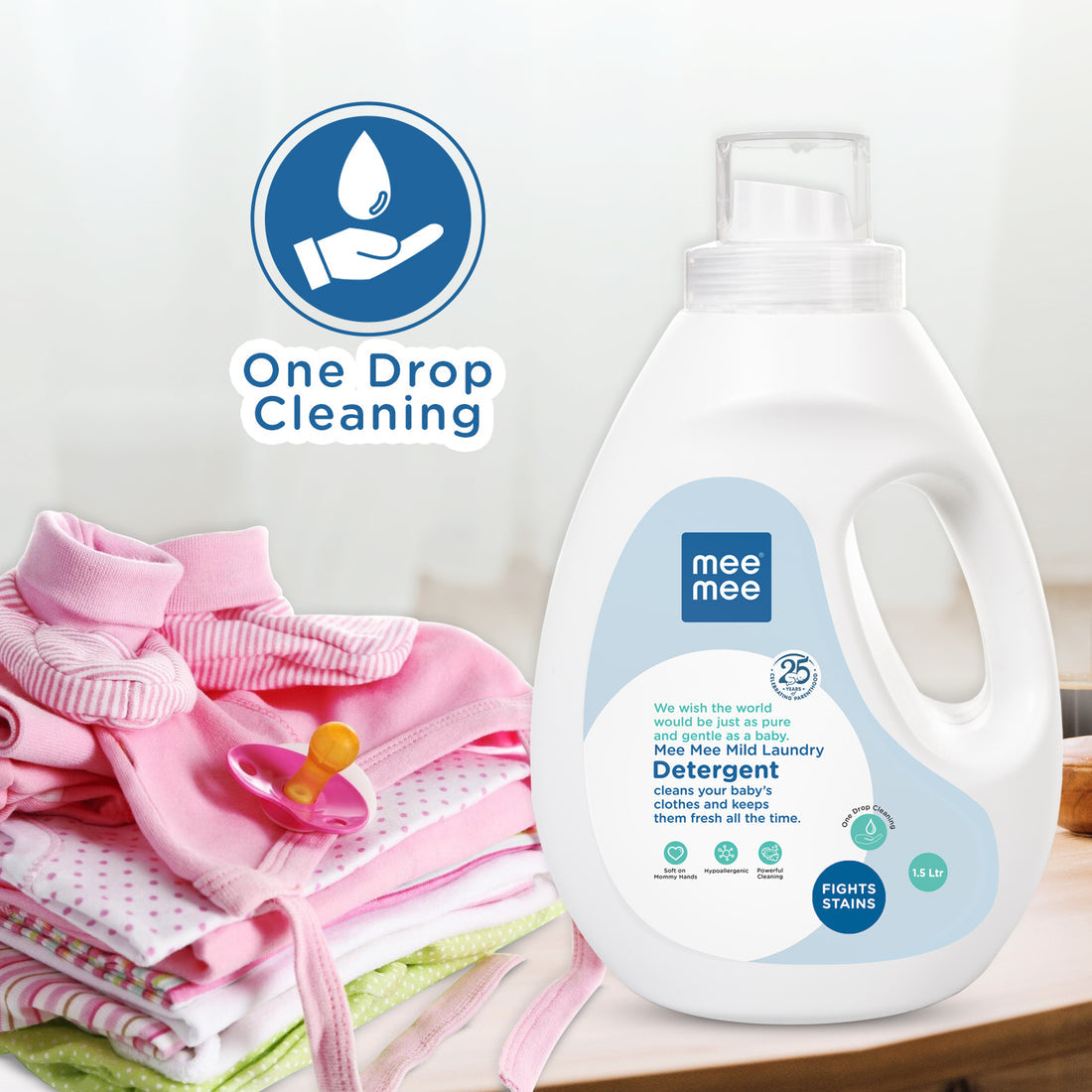 Mee Mee Mild Baby Liquid Laundry Detergent 1.5L | Gentle Baby Clothes Wash