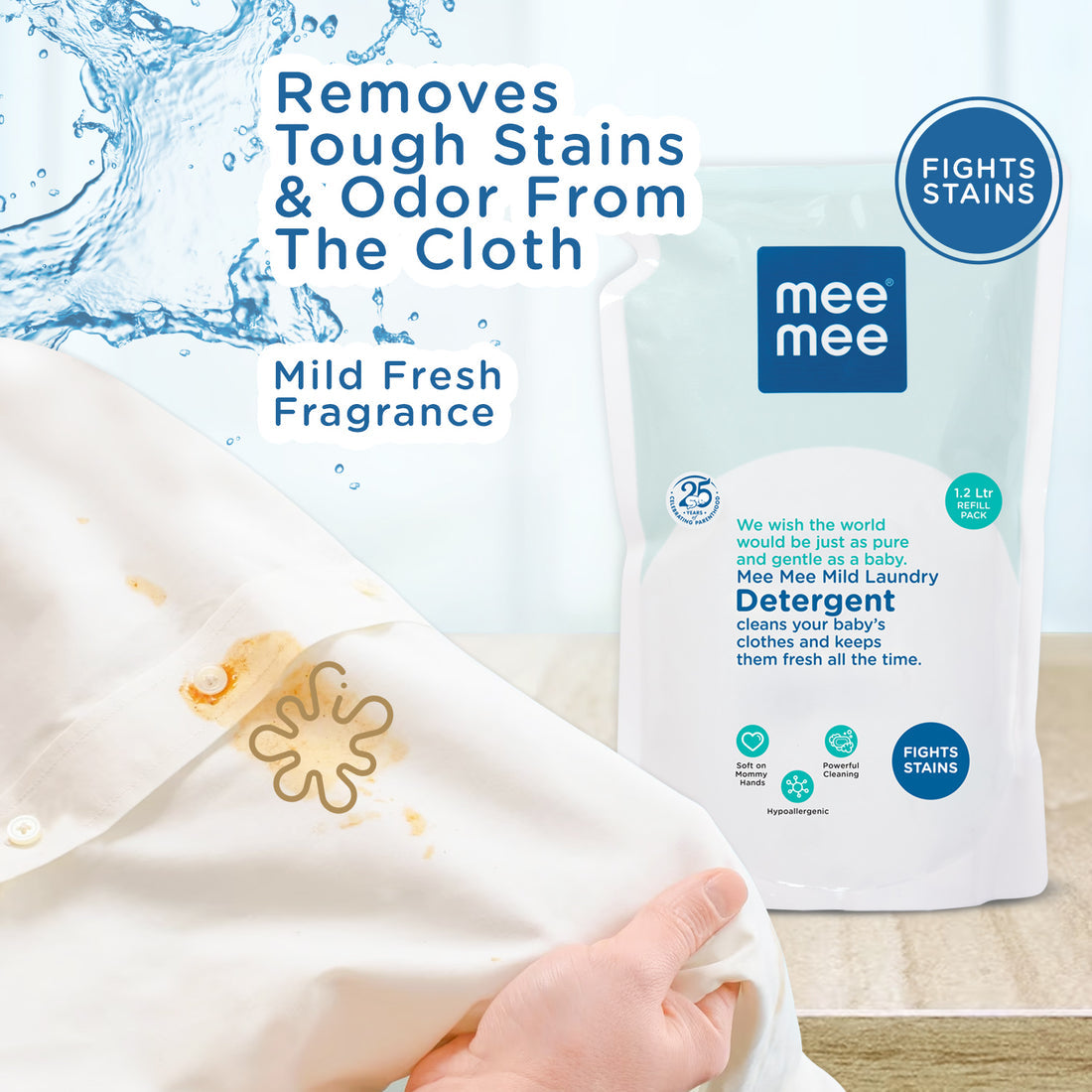 Mee Mee Mild Baby Liquid Laundry Detergent 1.2L Refill | Gentle Baby Clothes Wash